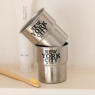 New.York漱口杯ins风咖啡杯新款 304不锈钢简约便携随手高颜值杯