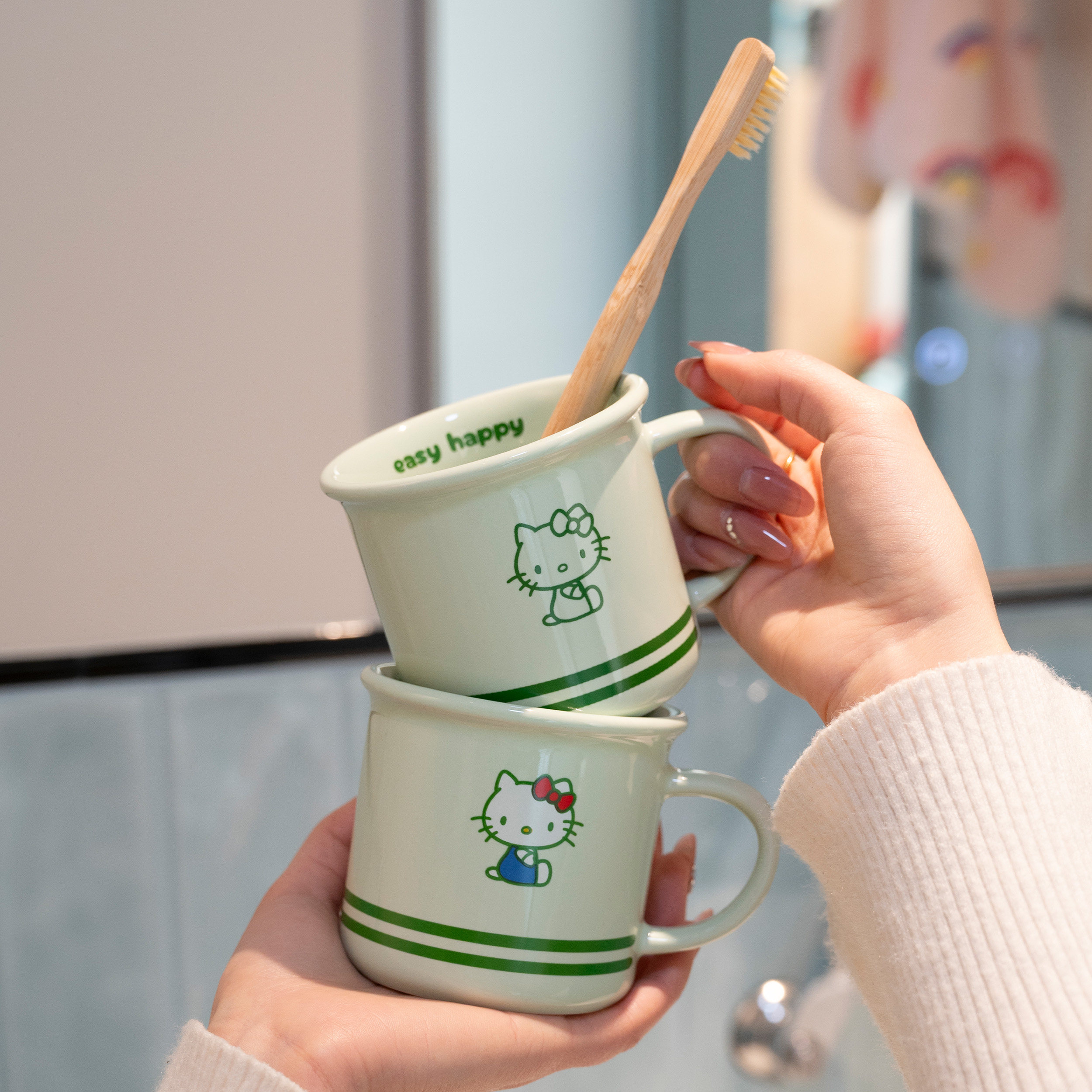 青提kt猫陶瓷漱口杯家用卫生间可爱刷牙杯高颜值情侣学生宿舍牙缸