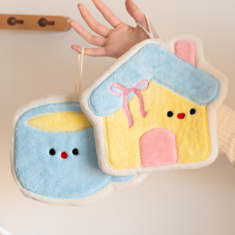 ins风卡通可爱房子擦手巾可挂式