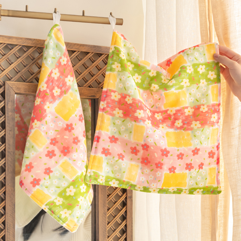 多彩花花毛巾方巾套装纯棉吸水