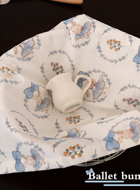 蓝色花环小兔纯棉餐垫隔热垫ins风西餐桌垫2025新款餐垫布家用