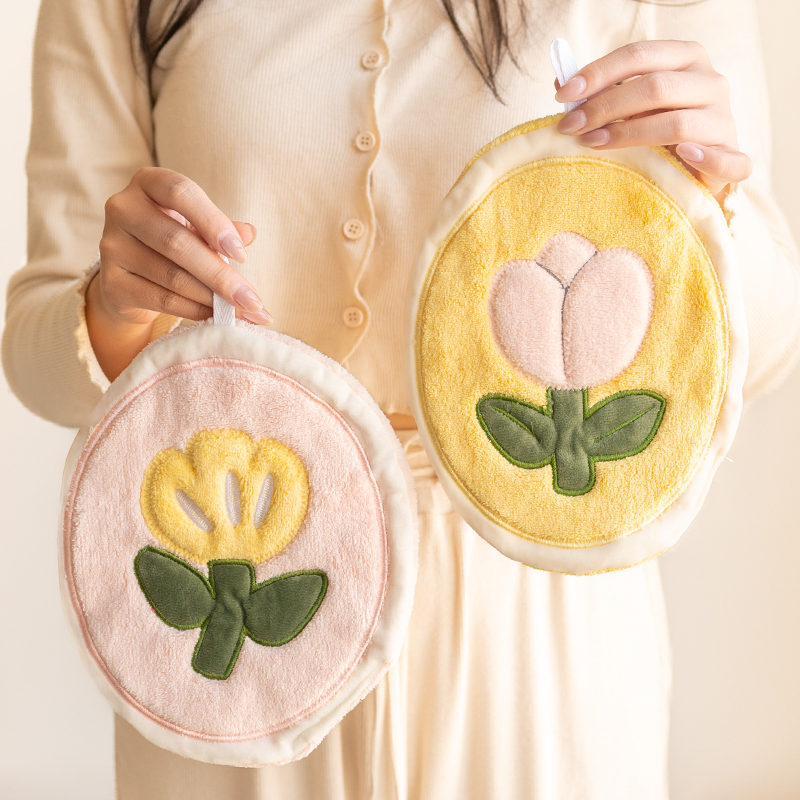 郁金香擦手巾挂式珊瑚绒