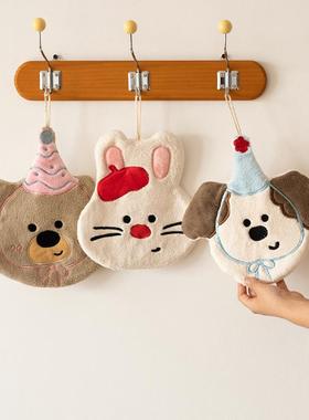 Asight卡通动物可挂式珊瑚绒擦手巾超强吸水可爱加厚不掉毛家用