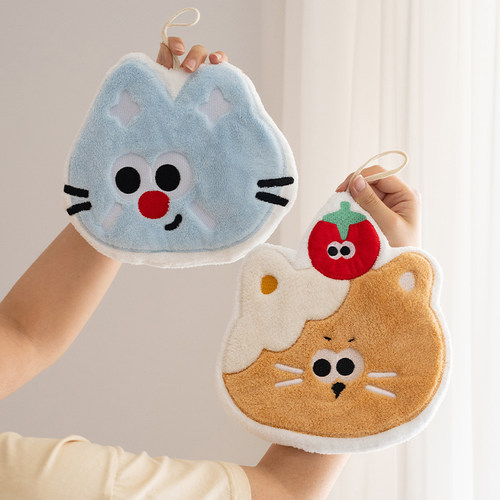 乐队小猫擦手巾挂式吸水加厚手帕