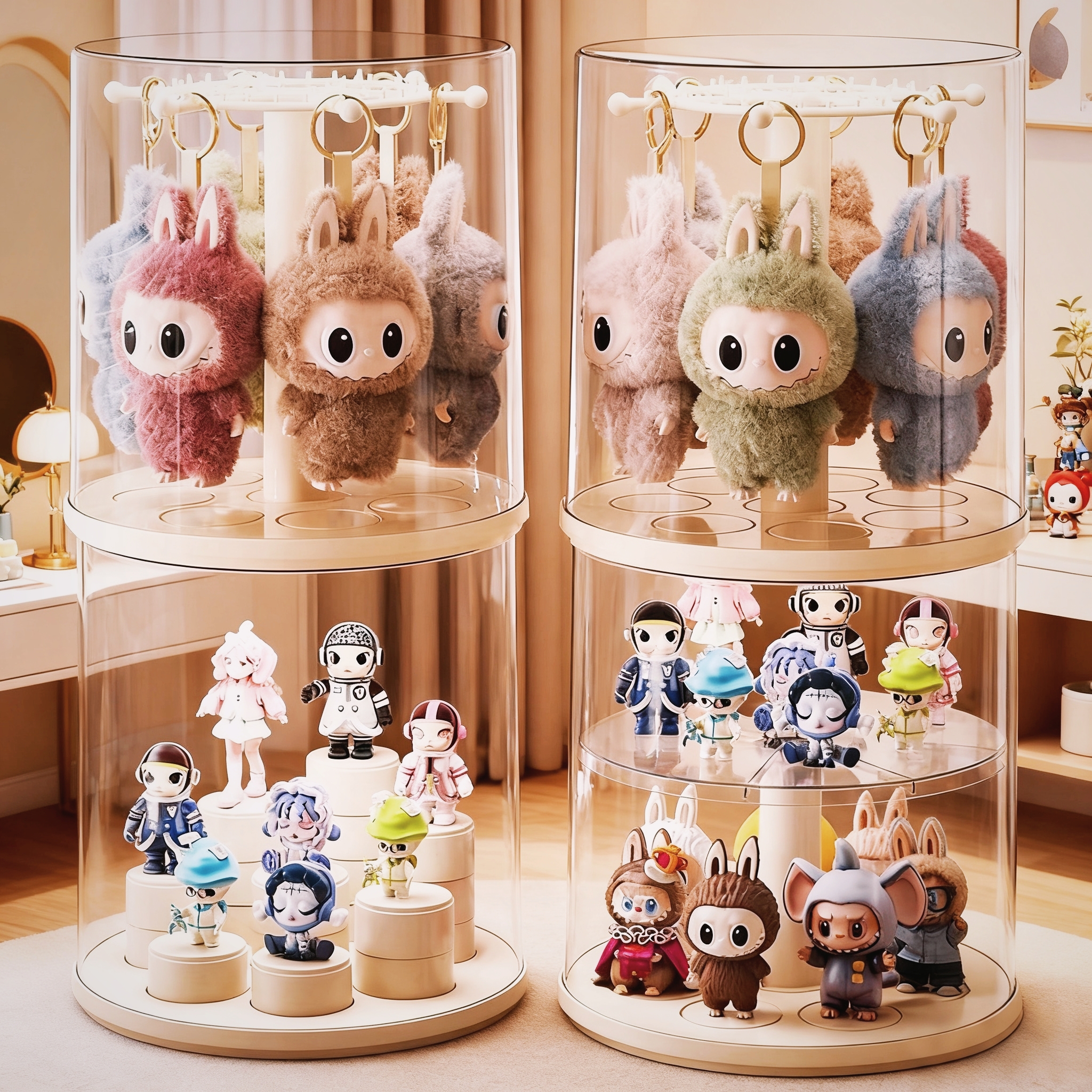 泡泡玛特labubu拉布布盲盒展示架手办收纳盒透明防尘展示柜置物架