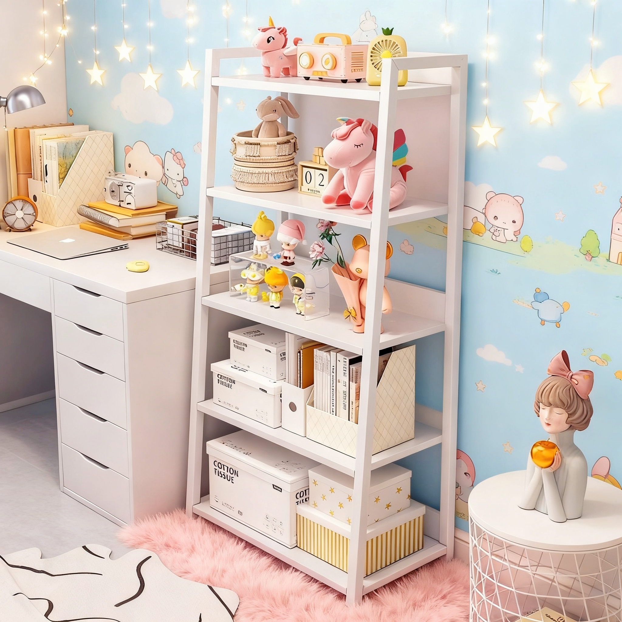 书架落地置物架客厅靠墙梯形小货架卧室杂物收纳架家用多层展示架