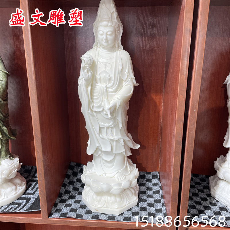 汉白玉石雕观音像石雕佛像寺庙观音菩萨桌面摆件地藏王石像雕塑