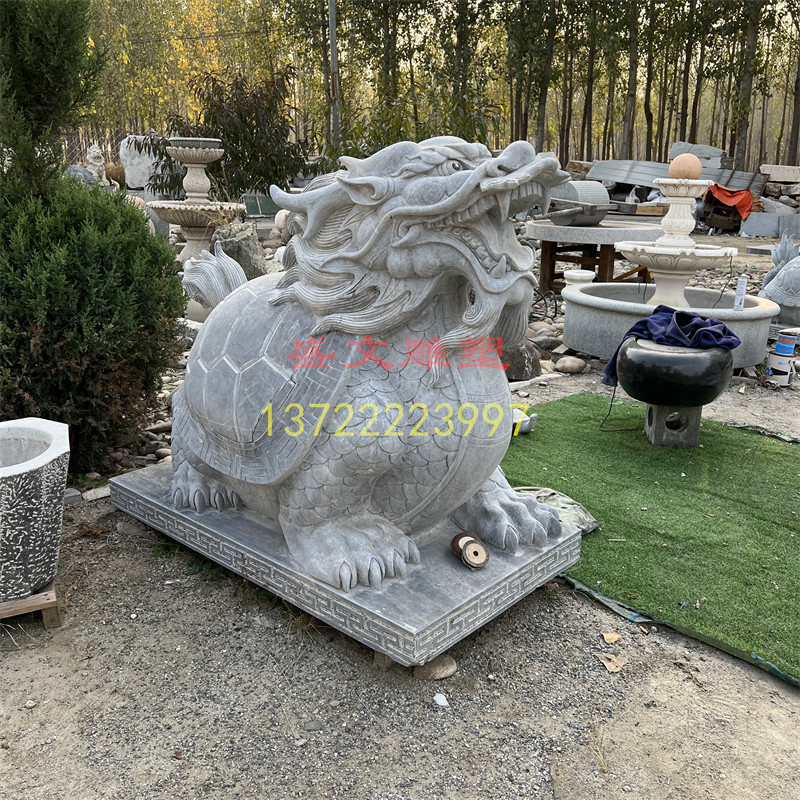 石雕青石龙龟龙头乌龟工艺品摆件流水喷水石龟天然石头