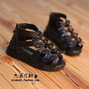 女童凉鞋夏款2026新款编织鱼嘴罗马鞋公主风爆款洋气时装凉鞋软底