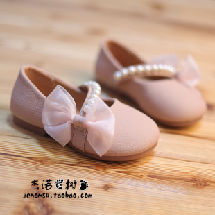 女童皮鞋2026新款秋季网纱蝴蝶结珍珠小公主鞋韩版小香风洋气单鞋