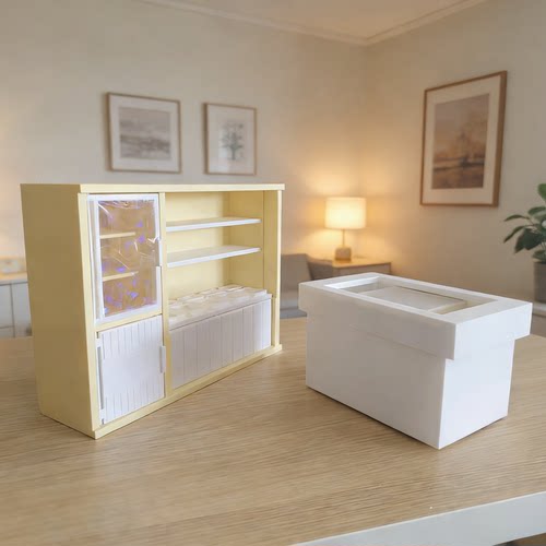 RHF256 现代迷你家具 冰柜水果捞柜台模型 微缩 BJD/OB 娃屋配件