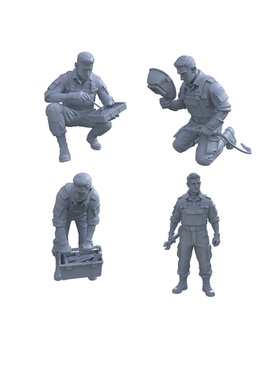 LYTR002 多比例军事维修兵人套装3D打印4人组工具维修/装备检查