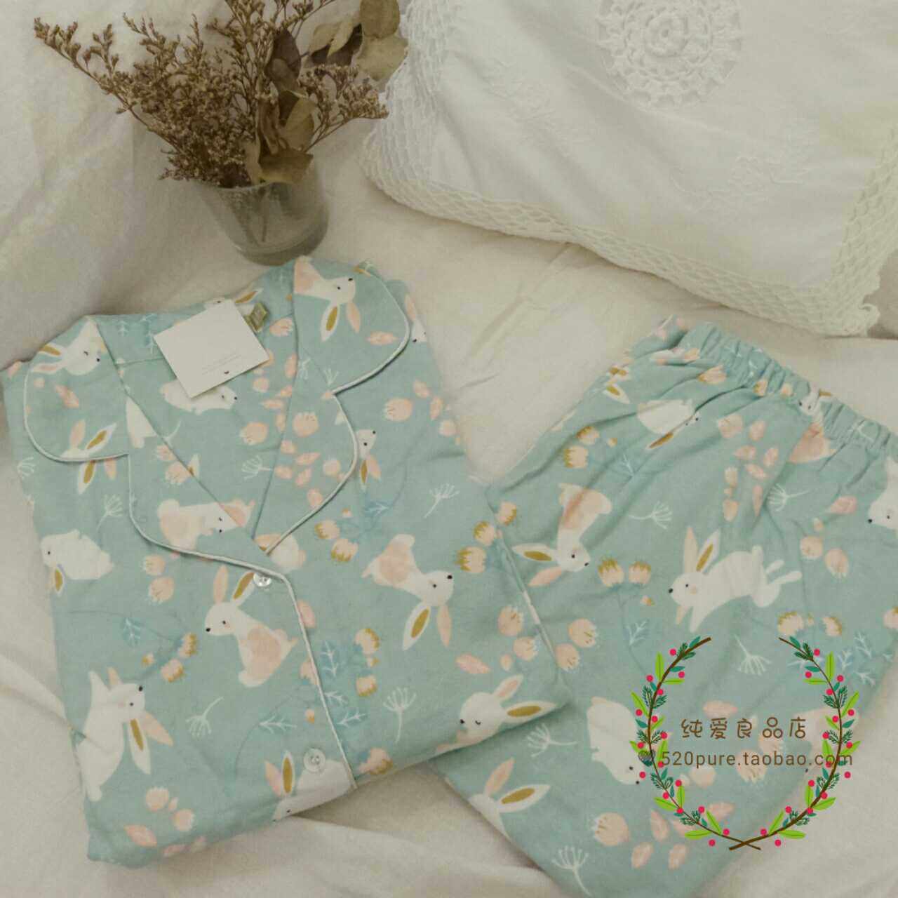 日韩春秋新款纯棉绒布磨毛家居服长袖睡衣套装女士北欧风兔子麋鹿,女士内衣/男士内衣/家居服,睡衣/家居服套装,淘宝优惠券,粉丝福利购,淘宝优惠卷