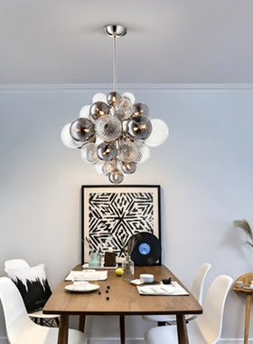 轻奢创意包豪斯客厅吊灯设计师魔豆分子吊灯客餐厅酒店泡泡球吊灯