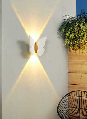 户外壁灯蝴蝶防水围墙灯别墅庭院酒店室外花园极简轻奢卧室床头灯