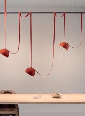 意大利设计师餐厅吧台创意个性倒台三头极简北欧艺术前台皮带吊灯