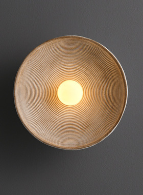 美式乡村复古饭碗状壁灯创意卧室床头灯客厅餐厅过道墙壁装饰灯具