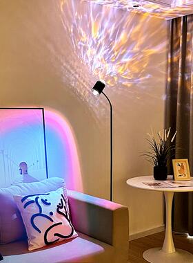 水波纹氛围灯落地灯网红双头夕阳落日灯台灯卧室直播间装饰背景灯