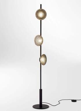 北欧设计师极简客厅中古落地灯复古黑色创意卧室样板房玻璃氛围灯