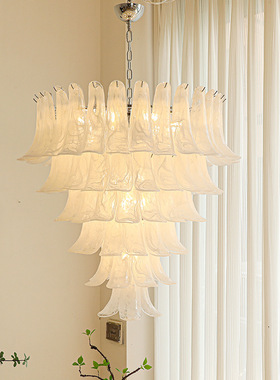 法式奶油风客厅楼梯复式后现代水晶loft轻奢吊灯酒店别墅大厅灯具