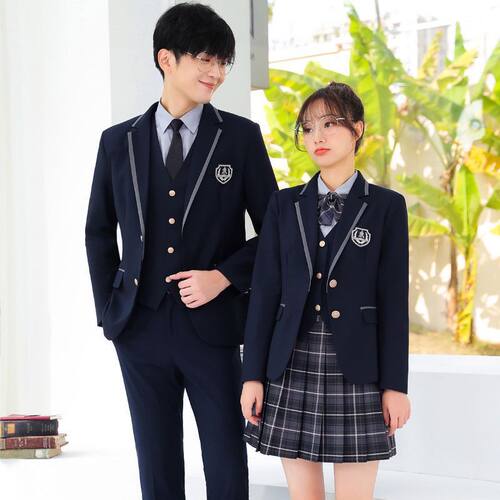 学院风职业套装2022春秋男女同款JK制服校服英伦风酒店前台工作服