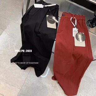显瘦直筒休闲长裤 波尔多红阔腿裤 女秋冬高腰垂感宽松拖地裤 裤 西装