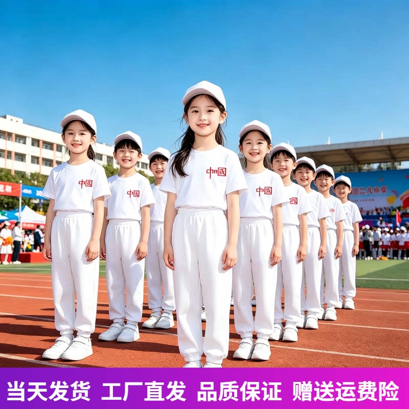 学生纯色套装儿童短袖长裤套装