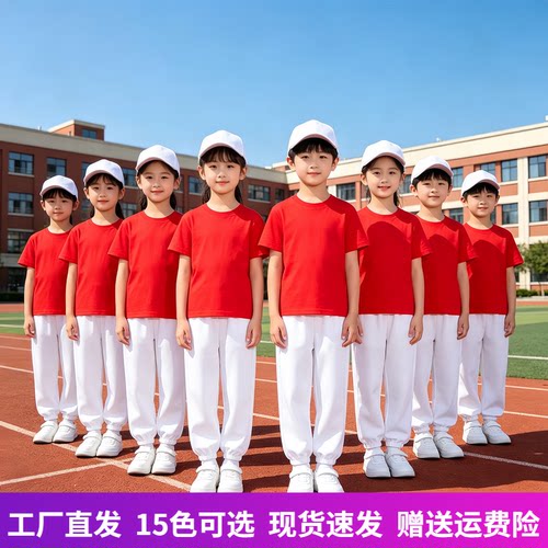 六一节目彩色半袖小学生班服