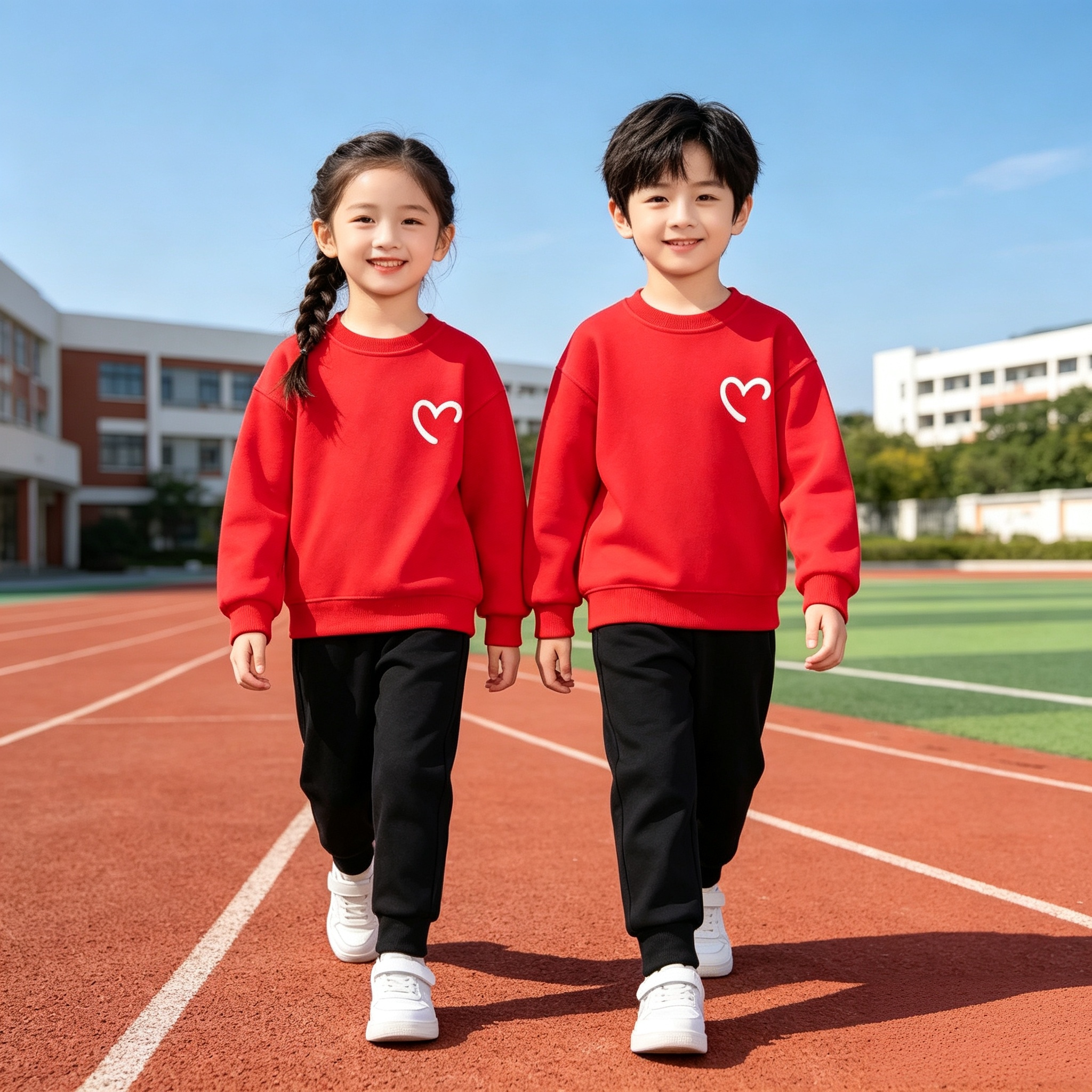幼儿园红色衣服儿童正红色上衣