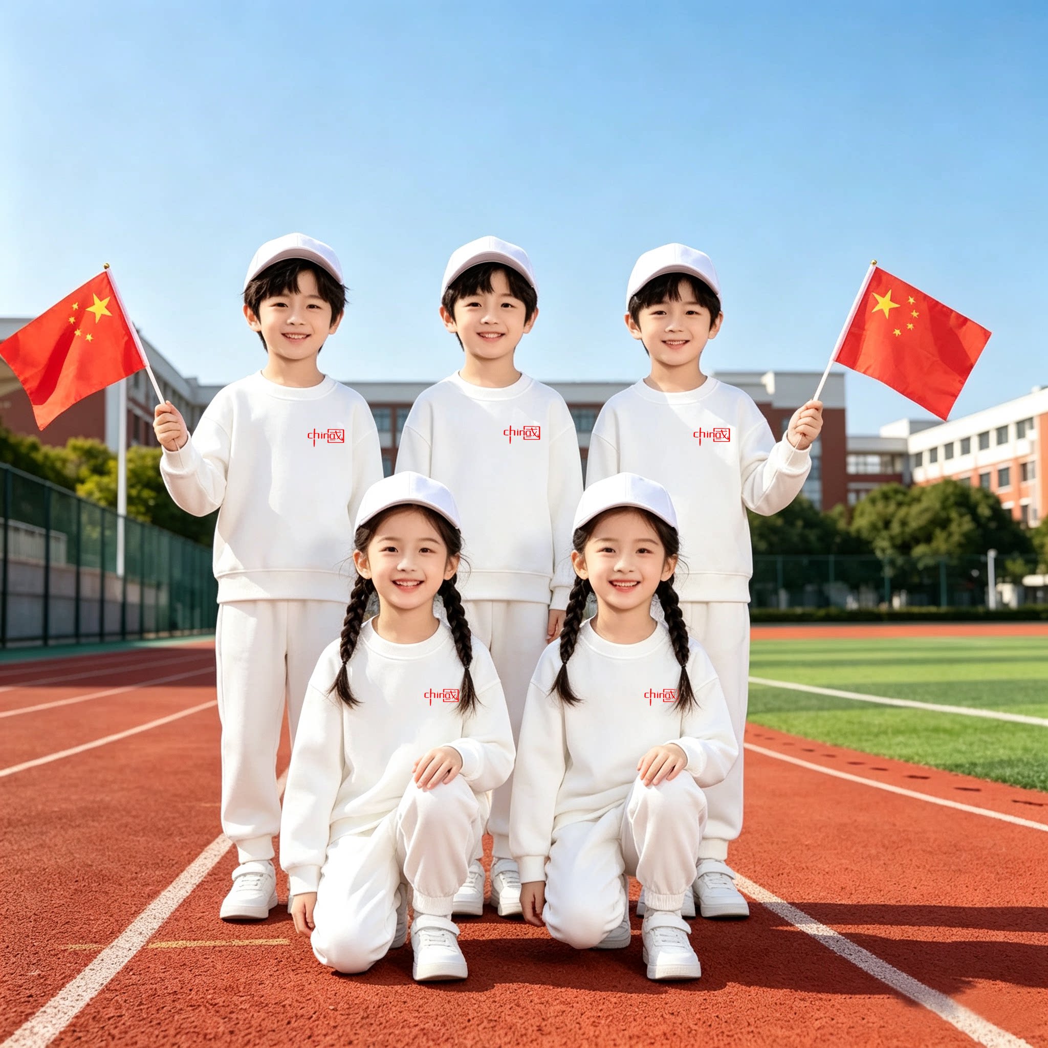 儿童卫衣套装白衣服白裤子套装