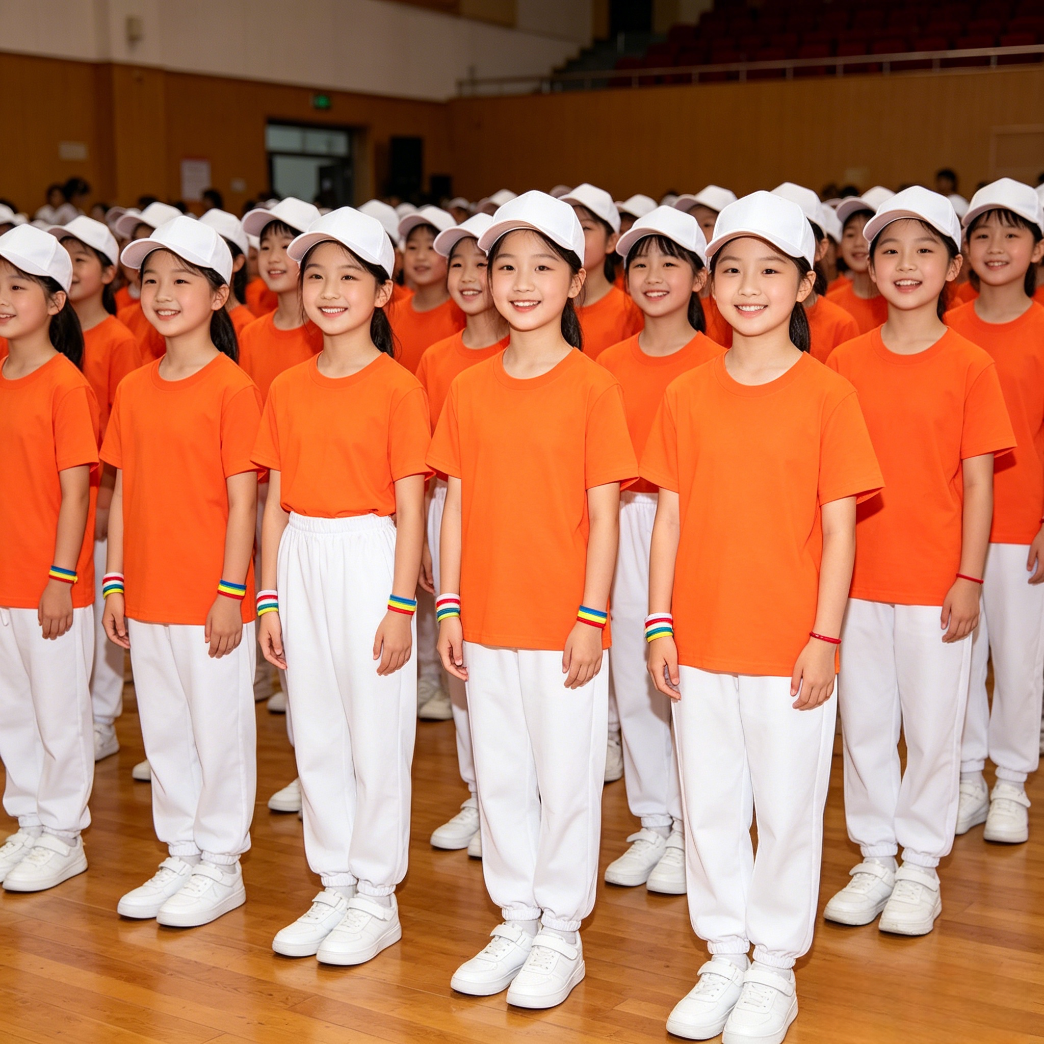 橙色上衣白色裤子儿童运动装幼儿园小学生运动会班服套装短袖长裤