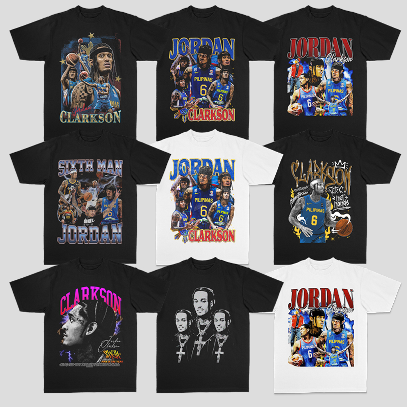 克拉克森Clarkson美式球星复古宽松街头纯棉数码直喷短袖T恤