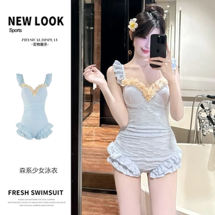 保守设计聚拢小胸高级感游泳装 绝美甜美遮肚显瘦女款 连体泳衣新款