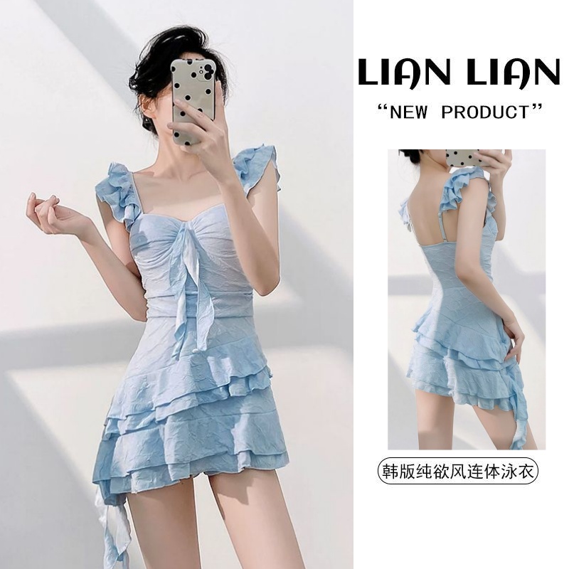 游泳衣女新款连体钢托聚拢纯欲风