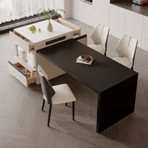 岩板岛台餐桌一体可伸缩