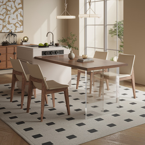 可伸缩岛台水槽一体式多层实木