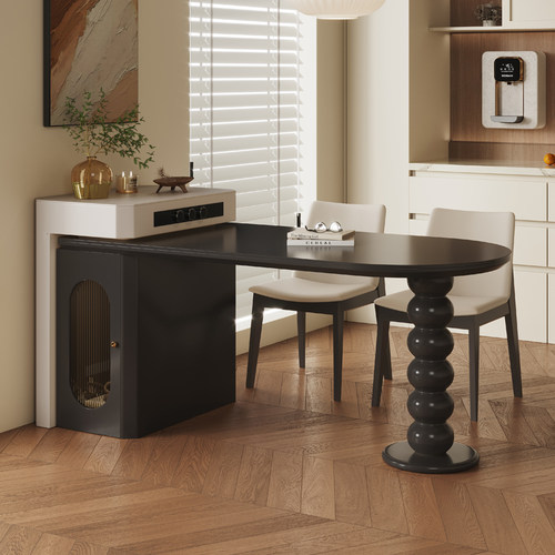 中古风小户型岛台餐桌一体家用