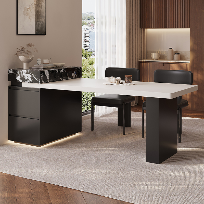 岩板岛台餐桌一体伸缩意式极简