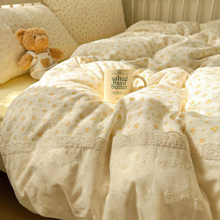 公主风双层纱床上四件套芦荟棉化纤床单被套宿舍三件套2025新款