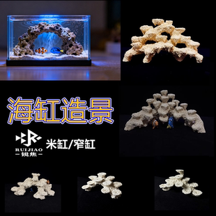 小米40窄海缸造景当贝珊瑚背滤小缸微缸人造石非爪哇基拉戈家鱼缸