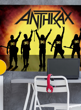 Anthrax 炭疽乐队金属摇滚音乐节手摇旗酒吧餐厅墙面装饰挂旗挂布