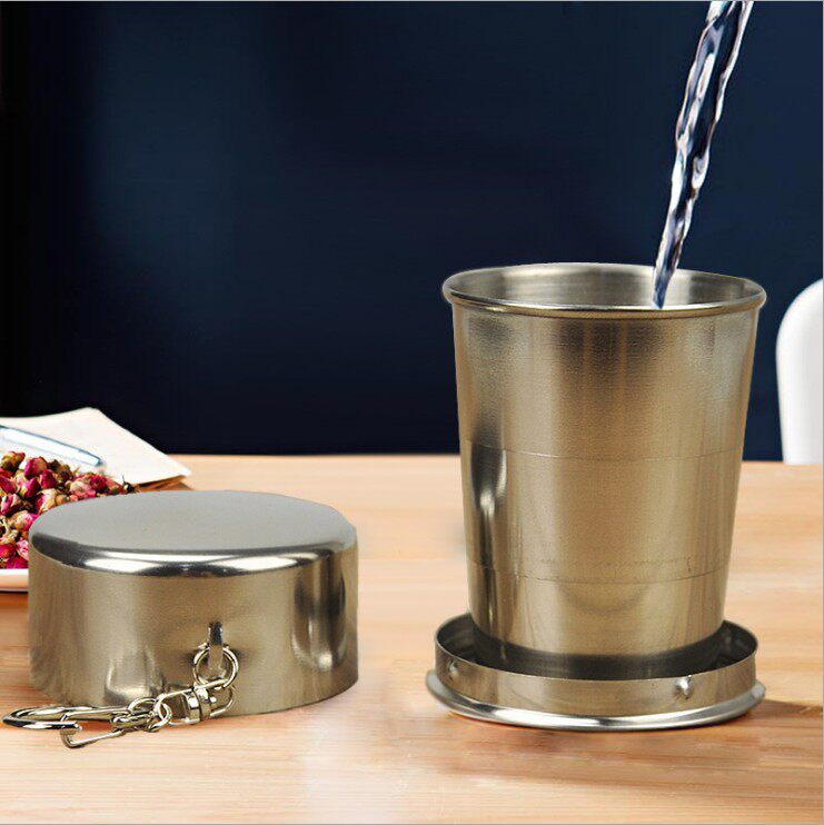 户外运动创意大容量水壶不锈钢折叠杯伸缩杯旅行便携水杯子不漏水