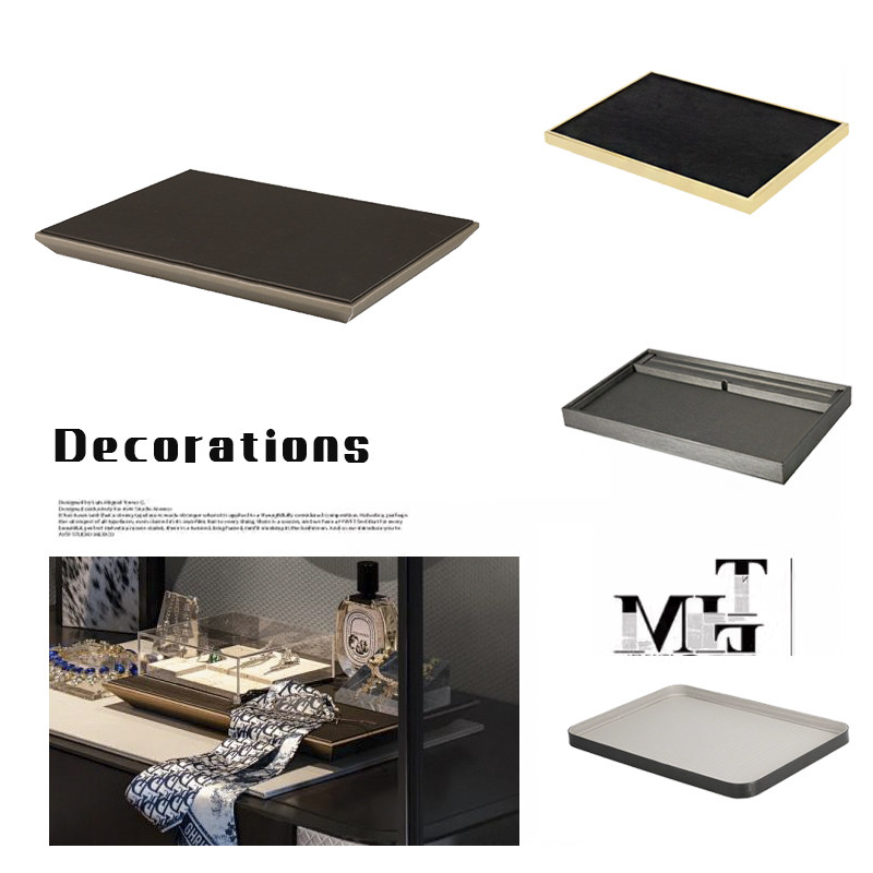 轻奢软装PU皮革托盘首饰展示板样板房衣帽间道具饰品摆件底座,家居饰品,装饰摆件,淘宝优惠券,粉丝福利购,淘宝优惠卷