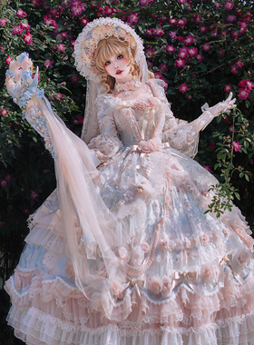 Lolita原创华丽花嫁茶会款【蔷薇花宴】lo公主裙夏女连衣裙长款op