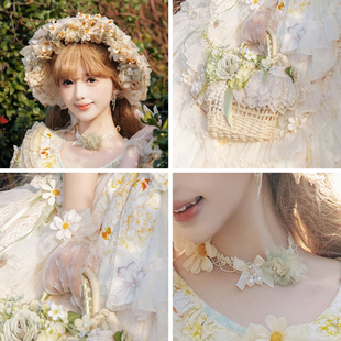 扁帽项链 波奈特 小雏菊原创小物手作花篮头饰手套花嫁bnt BB帽
