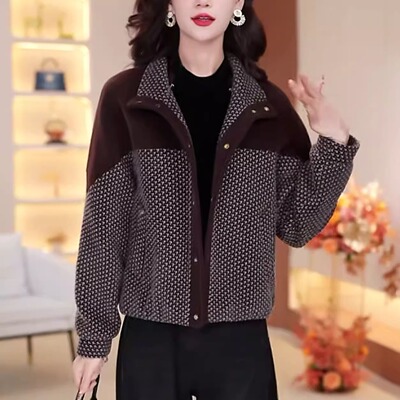 小个子年轻妈妈春秋短款贵妃绒外套女士新款小香风减龄时尚夹克衫