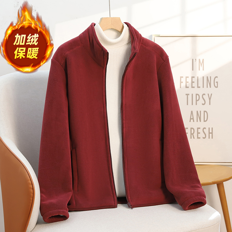 妈妈秋装摇粒绒外套女秋冬奥粒绒双面绒中老年人抓绒衣冲锋衣内胆