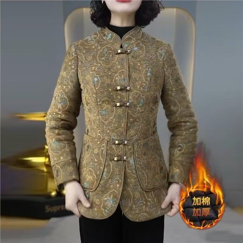 显瘦立领夹棉加厚气质外套秋冬新款Z洋气百搭保暖中年妈妈装外搭