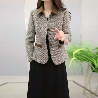 佳美千鸟格子小香风外套女2024新款爆款春秋贵夫人高端短西装上衣