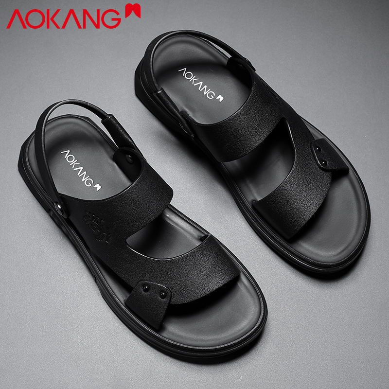 奥康凉鞋男款2025夏季外穿运动凉拖沙滩鞋男士两用真皮夏天拖鞋潮